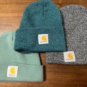 Three like-new Carhartt beanies.